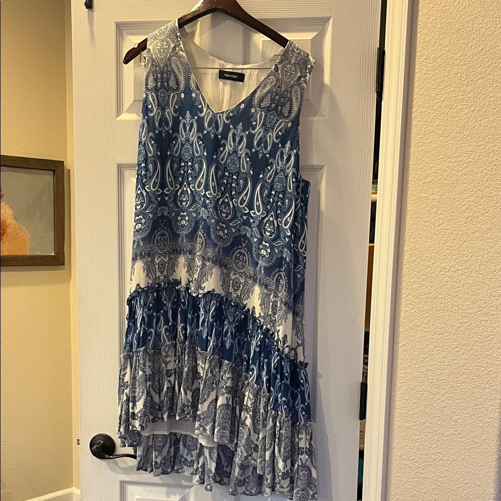 Karen Kane Blue and White High Low Dress